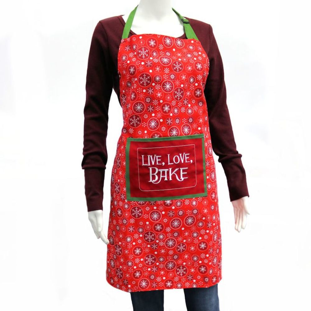 Tis The Season Live, Love, Bake Apron with Matching Pot Holder